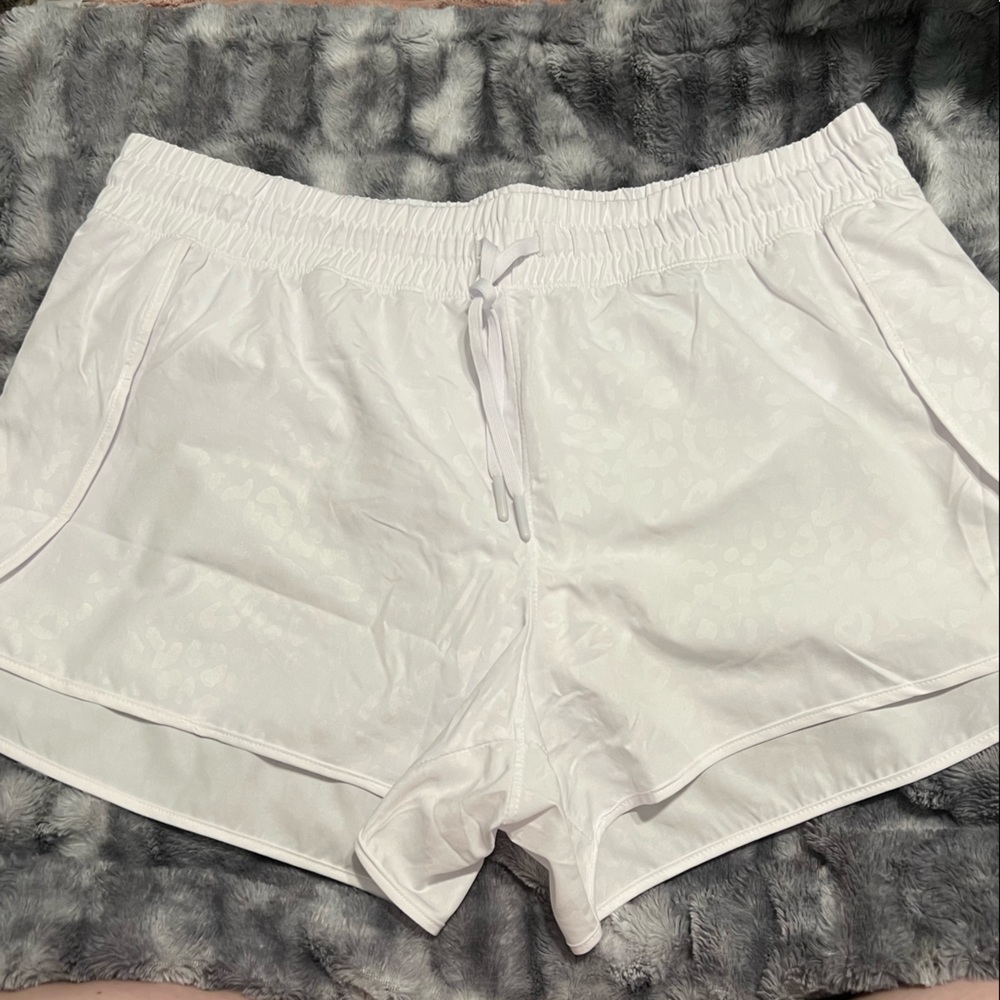 Brand New 90 Degree White Leopard Running Shorts